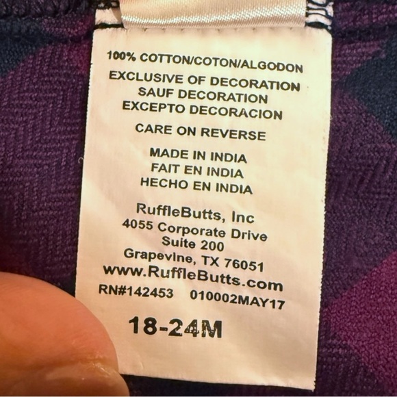 Ruffle Butts Plaid Shirt Dress 18–24M Purple Blue Check Cotton - Picture 6 of 6